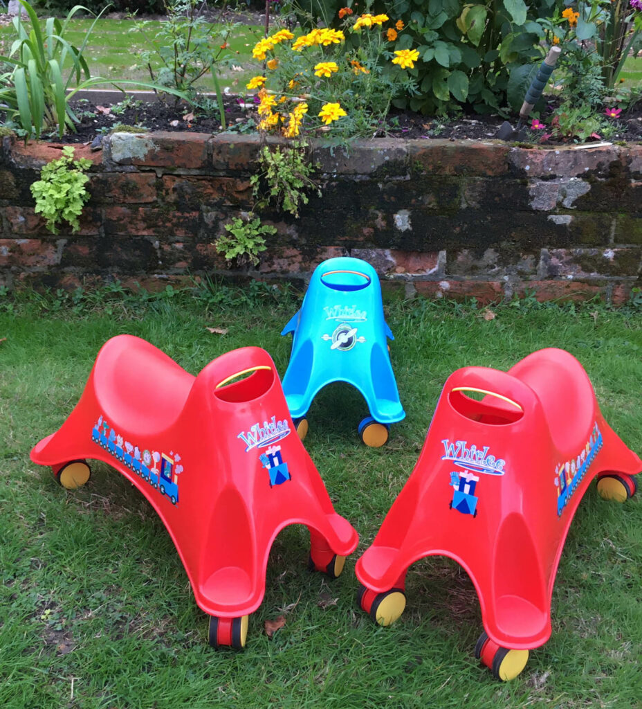 Set of 3 Whirlees Ride On Toddler Bike Toys Hire Southampton