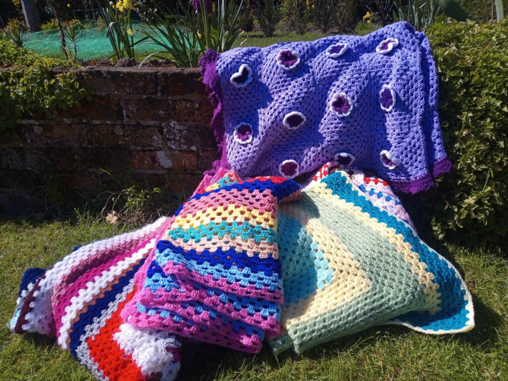 Crochet blankets for weddings and festival hire, Southampton UK