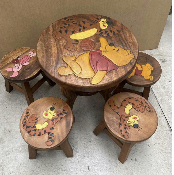 Winne the Pooh Wooden Table and Chairs to hire Southampton